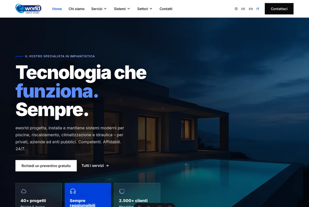 Il sito che abbiamo realizzato per Eworld: eworldimpianti.it